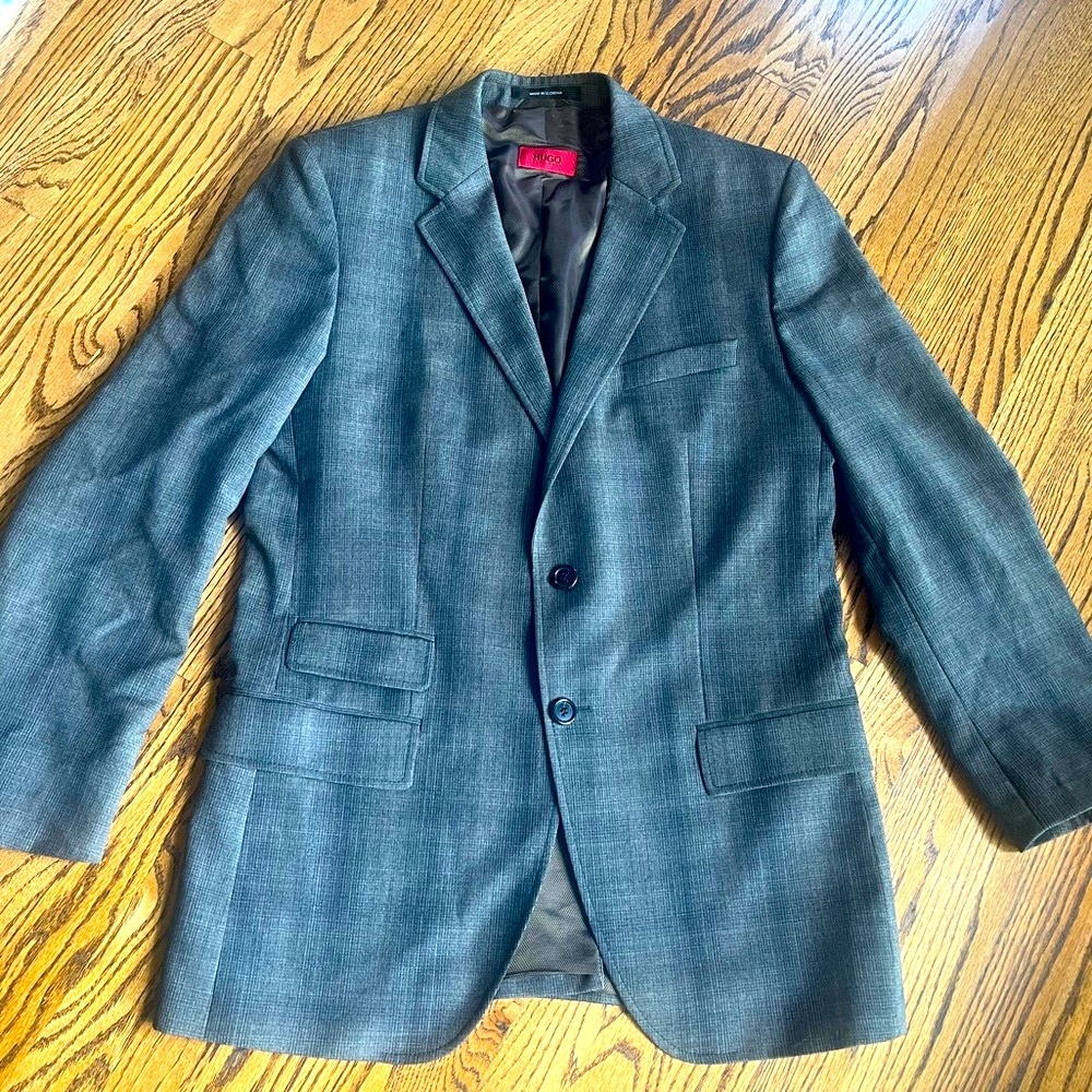 Men's Hugo by Hugo Boss Gray Wool Checkered Blazer